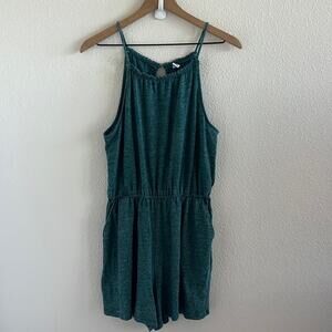 Old Navy Linen Blend Green Teal Romper Playsuit Jumpsuit Large